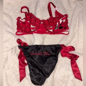 Victoria's Secret Red Lace Bra and Panty Set